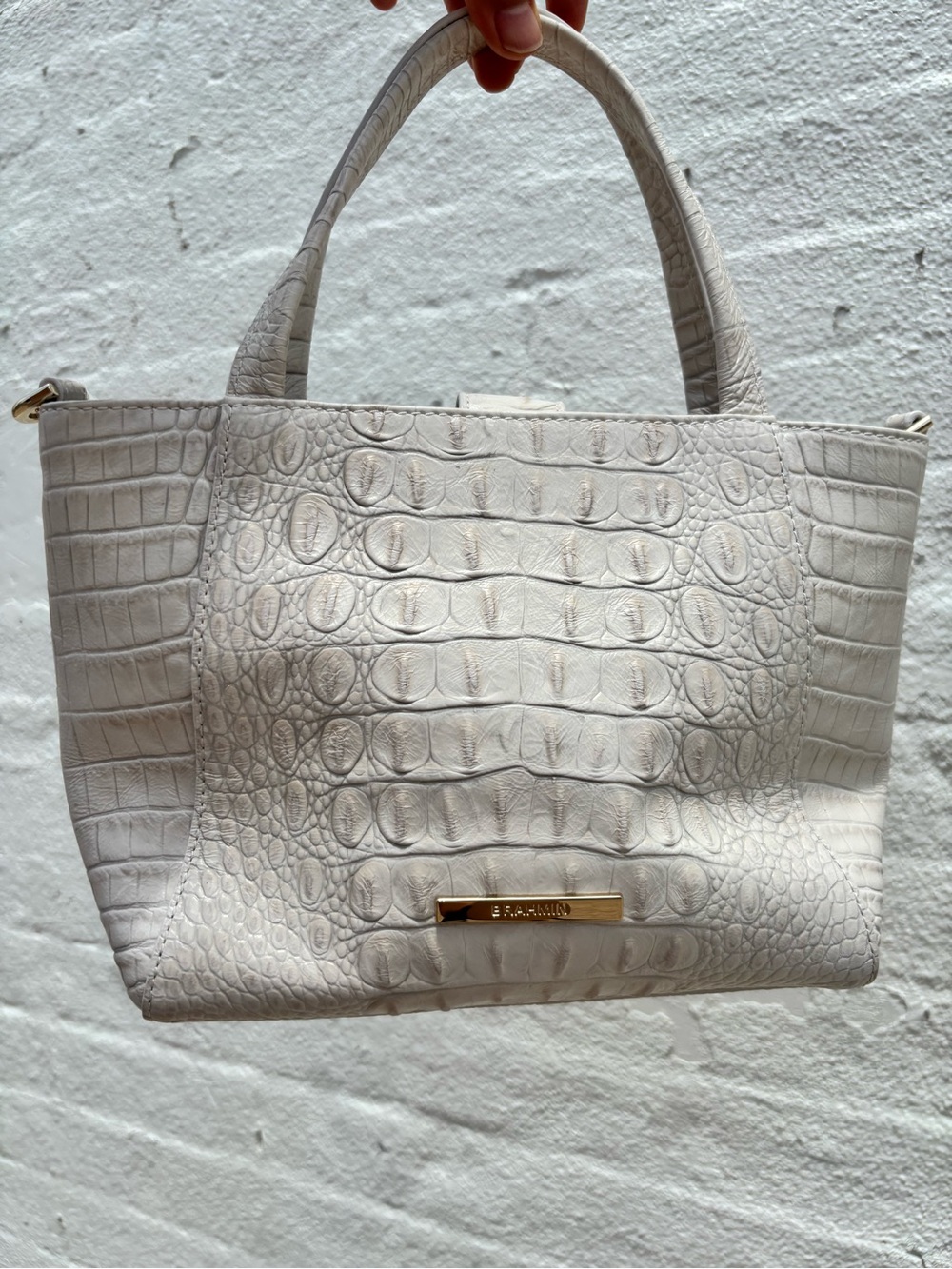 Brahmin Ivory small Mona tote Bag